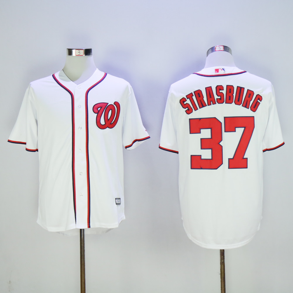 Men Washington Nationals #37 Strasburg White MLB Jerseys